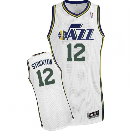 Men's Adidas Utah Jazz #12 John Stockton Authentic White Home NBA Jersey - Ujersey