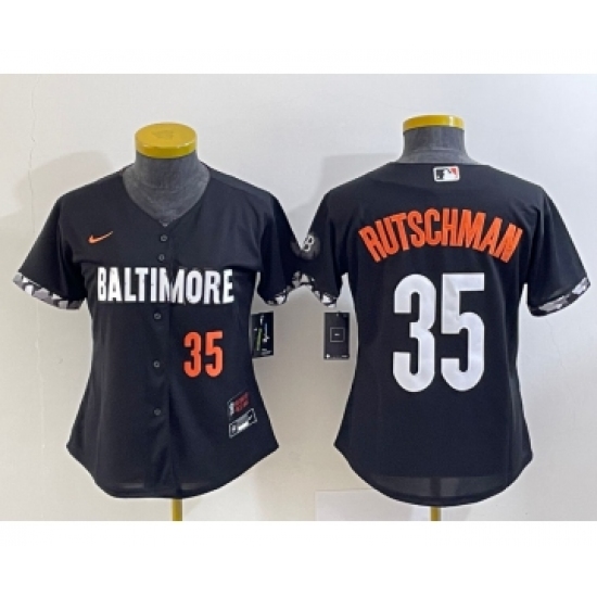 Women's Baltimore Orioles #35 Adley Rutschman Number Black 2023 City Connect Cool Base Stitched Jersey 2 - Ujersey