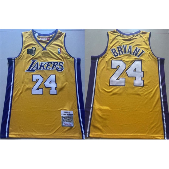 Men's Los Angeles Lakers #24 Kobe Bryant Yellow 2009-10 Stitched Throwback Basketball Jersey - Ujersey