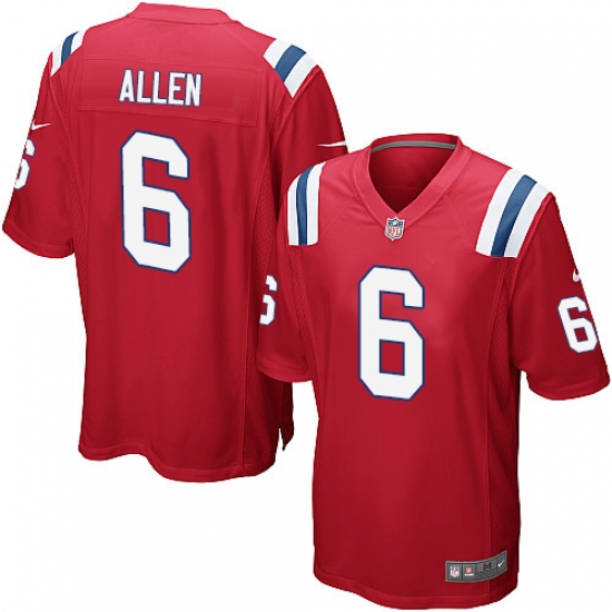 Men's Nike New England Patriots #6 Ryan Allen Game Red Alternate NFL Jersey - Ujersey