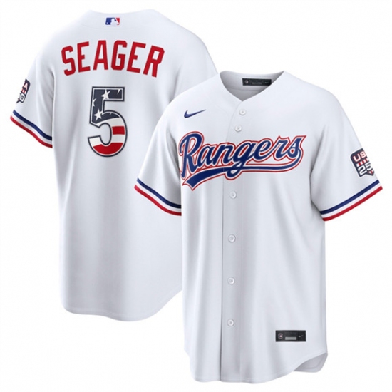Men's Texas Rangers #5 Corey Seager White 2026 USA 250 Fourth of July Home Stitched Baseball Jersey - Ujersey