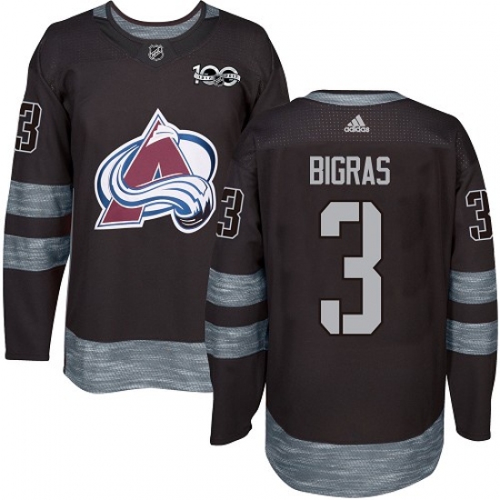 Men's Adidas Colorado Avalanche #3 Chris Bigras Premier Black 1917-2017 100th Anniversary NHL Jersey - Ujersey
