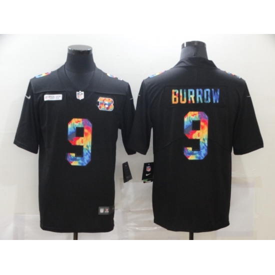 Men's Cincinnati Bengals #9 Joe Burrow Rainbow Version Nike Limited Jersey