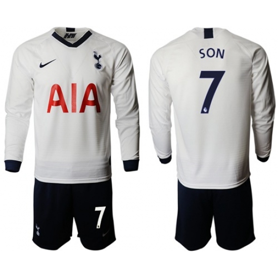 Tottenham Hotspur #7 Son Home Long Sleeves Soccer Club Jersey