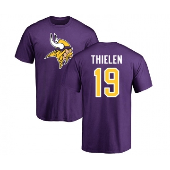 Football Minnesota Vikings #19 Adam Thielen Purple Name & Number Logo T-Shirt - Ujersey NHL