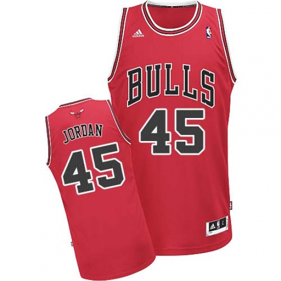 Men's Adidas Chicago Bulls #45 Michael Jordan Swingman Red Road NBA Jersey - Ujersey