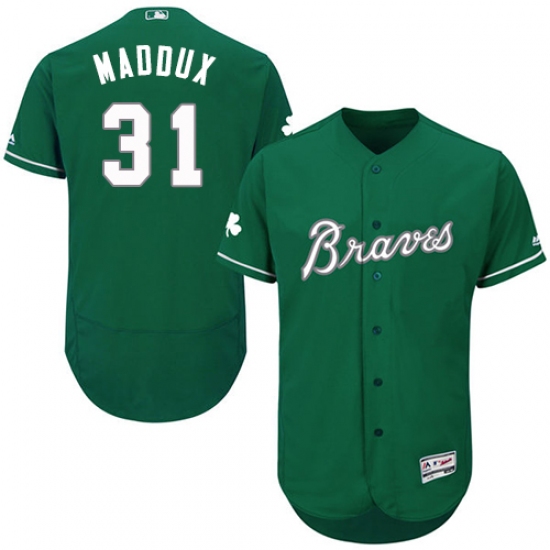 Men's Majestic Atlanta Braves #31 Greg Maddux Green Celtic Flexbase Authentic Collection MLB Jersey - Ujersey