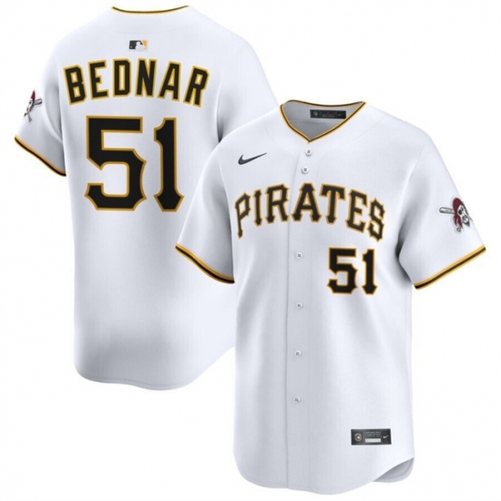 Men's Pittsburgh Pirates #51 David Bednar White 2025 Home Limited Stitched Baseball Jersey - Ujersey