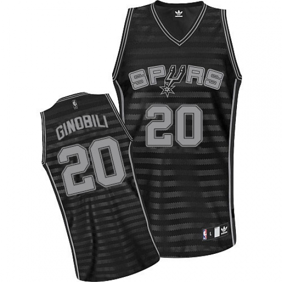 Men's Adidas San Antonio Spurs #20 Manu Ginobili Authentic Black/Grey Groove NBA Jersey - Ujersey