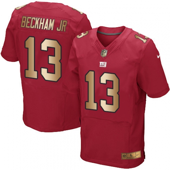 Men's Nike New York Giants #13 Odell Beckham Jr Elite Red/Gold Alternate NFL Jersey - Ujersey