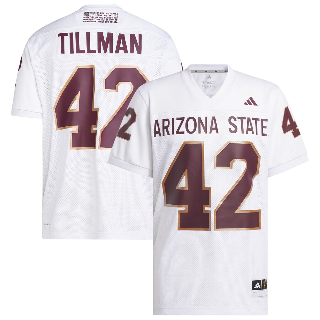 Men's adidas Pat Tillman #42 White Arizona State Sun Devils Away Icon Premier Football Jersey - Ujersey