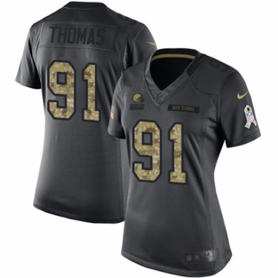 Women's Nike Cleveland Browns #91 Chad Thomas Limited Black 2016 Salute to Service NFL Jersey - Ujersey