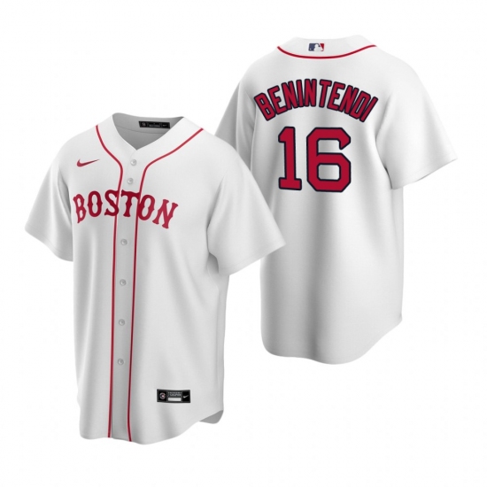 Men's Nike Boston Red Sox #16 Andrew Benintendi White Alternate Stitched Baseball Jersey - Ujersey