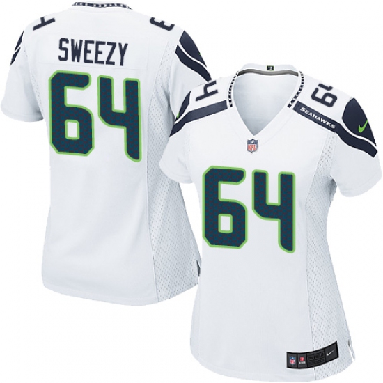 Women Nike Seattle Seahawks #64 J.R. Sweezy Game White NFL Jersey - Ujersey