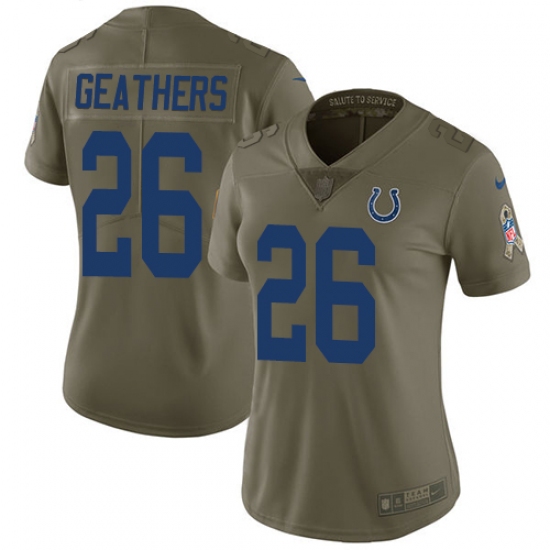 Women's Nike Indianapolis Colts #26 Clayton Geathers Limited Olive 2017 Salute to Service NFL Jersey - Ujersey