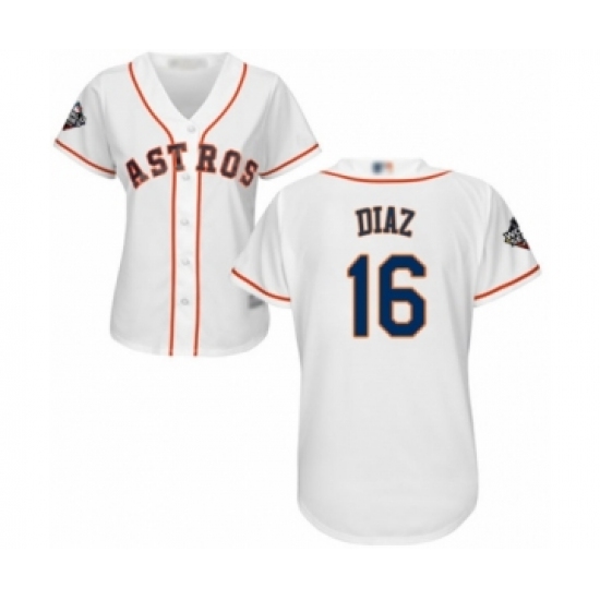Women's Houston Astros #16 Aledmys Diaz Authentic White Home Cool Base 2019 World Series Bound Baseball Jersey - Ujersey
