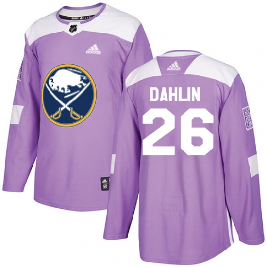 Men's Adidas Buffalo Sabres #26 Rasmus Dahlin Authentic Purple Fights Cancer Practice NHL Jersey - Ujersey