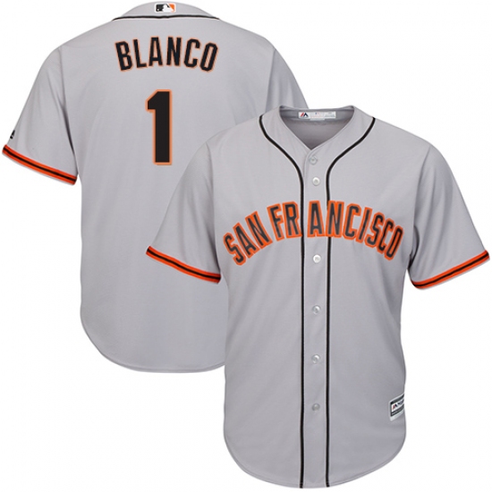 Youth Majestic San Francisco Giants #1 Gregor Blanco Replica Grey Road Cool Base MLB Jersey - Ujersey