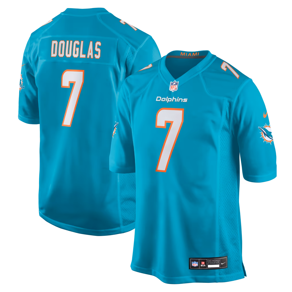 Men's Miami Dolphins Caleb Douglas Nike Aqua Game Jersey - Ujersey