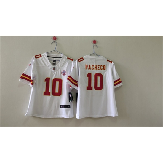 Women's Kansas City Chiefs #10 Isiah Pacheco White Vapor Untouchable Limited Stitched Jersey(Run Small) - Ujersey