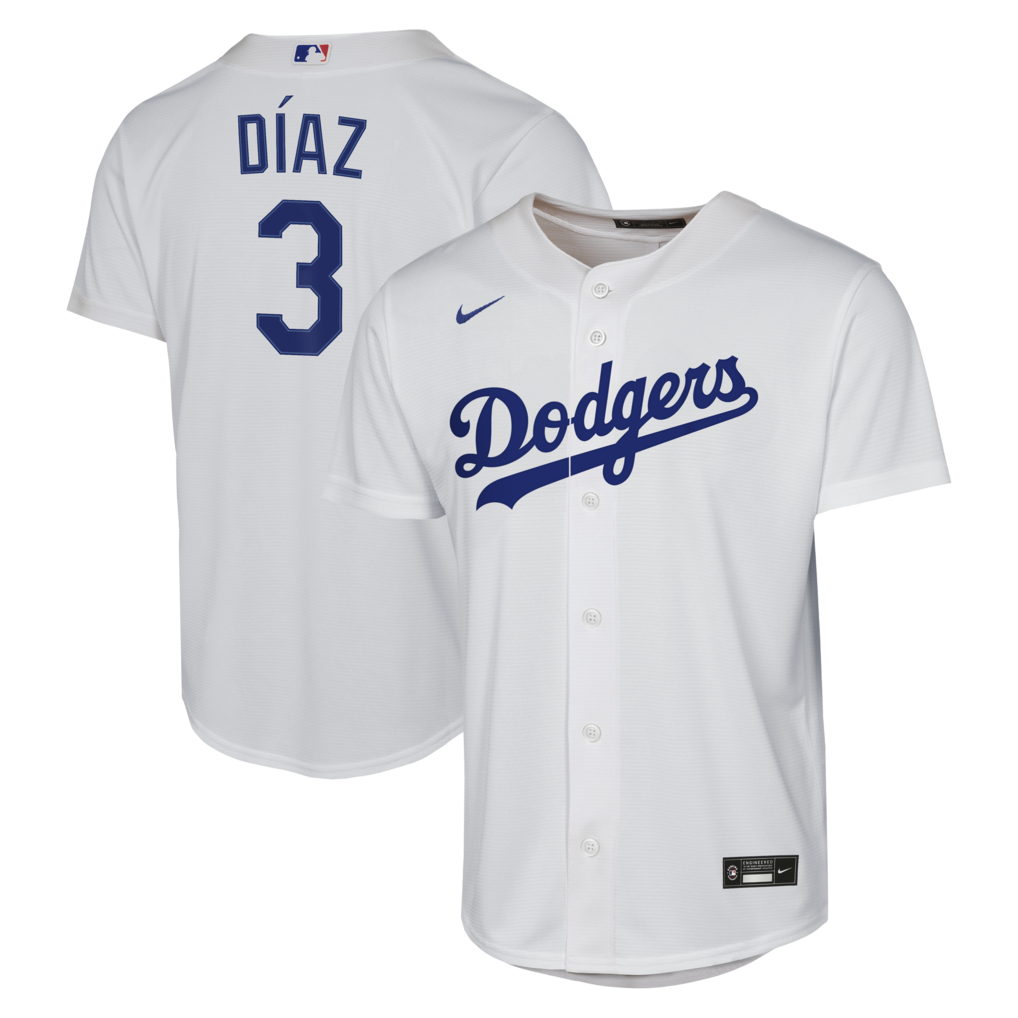 Youth Los Angeles Dodgers Edwin Díaz Nike White Home Baseline Jersey - Ujersey
