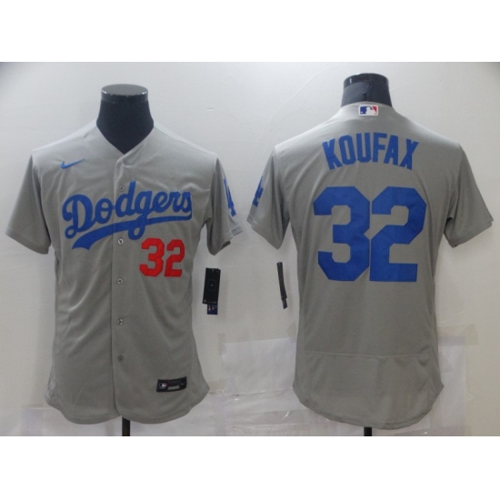 Men's Los Angeles Dodgers #32 Sandy Koufax Gray Alternate Flex Base Authentic Jersey - Ujersey
