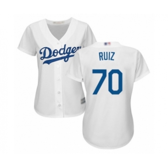 Women's Los Angeles Dodgers #70 Keibert Ruiz Authentic White Home Cool Base Baseball Player Jersey - Ujersey