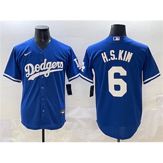 Men's Los Angeles Dodgers #6 H.S.Kim Royal Cool Base Stitched Baseball Jersey - Ujersey