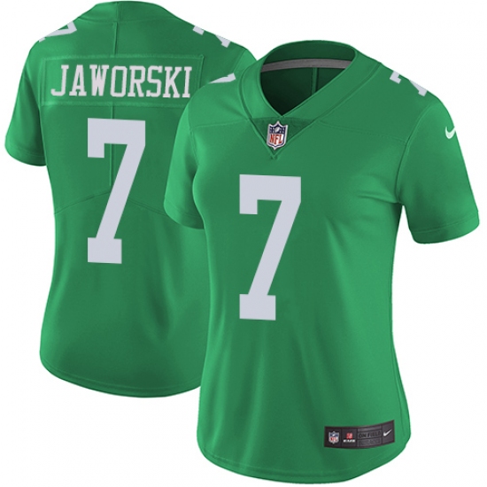 Women's Nike Philadelphia Eagles #7 Ron Jaworski Limited Green Rush Vapor Untouchable NFL Jersey - Ujersey