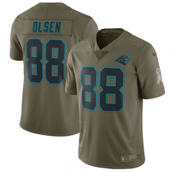 Men's Nike Carolina Panthers #88 Greg Olsen Limited Olive 2017 Salute to Service NFL Jersey - Ujersey
