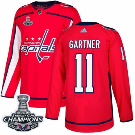 Men's Adidas Washington Capitals #11 Mike Gartner Premier Red Home 2018 Stanley Cup Final Champions NHL Jersey - Ujersey