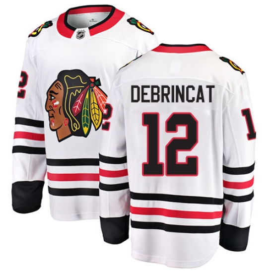 Youth Chicago Blackhawks #12 Alex DeBrincat Fanatics Branded White Away Breakaway NHL Jersey - Ujersey