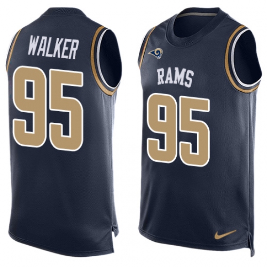 Men's Nike Los Angeles Rams #95 Tyrunn Walker Limited Navy Blue Player Name & Number Tank Top NFL Jersey - Ujersey