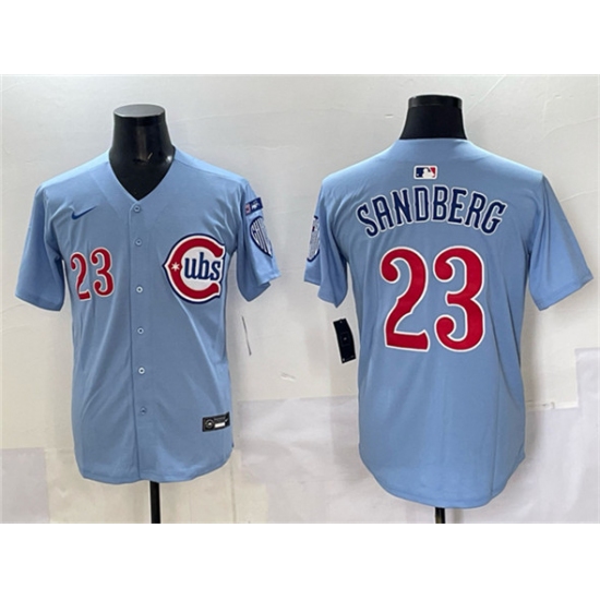 Men's Chicago Cubs #23 Ryne Sandberg Blue 'Ryne Sandberg Tribute' Vapor Limited V3 Stitched Baseball Jersey - Ujersey