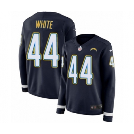 Women's Nike Los Angeles Chargers #44 Kyzir White Limited Navy Blue Therma Long Sleeve NFL Jersey - Ujersey
