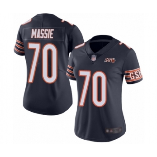 Women's Chicago Bears #70 Bobby Massie Navy Blue Team Color 100th Season Limited Football Jersey - Ujersey