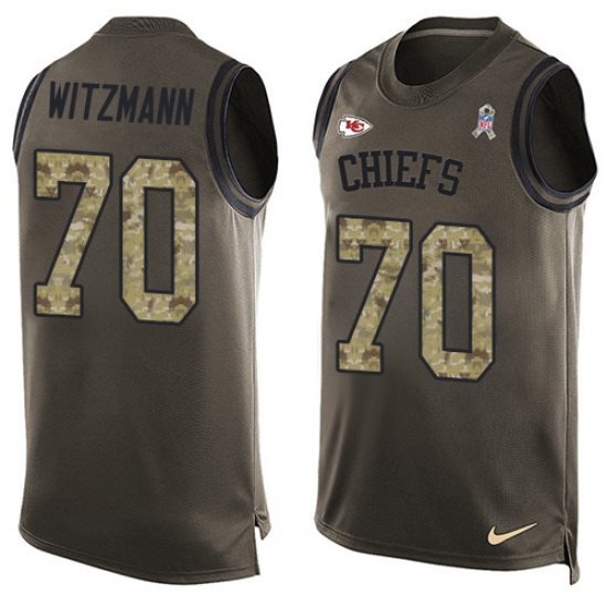 Men's Nike Kansas City Chiefs #70 Bryan Witzmann Limited Green Salute to Service Tank Top NFL Jersey - Ujersey