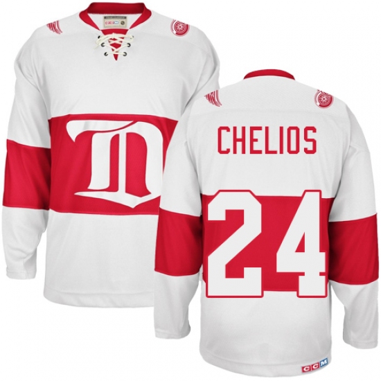 Men's CCM Detroit Red Wings #24 Chris Chelios Premier White Winter Classic Throwback NHL Jersey - Ujersey