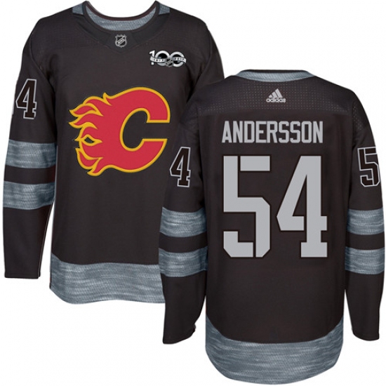 Men's Adidas Calgary Flames #54 Rasmus Andersson Authentic Black 1917-2017 100th Anniversary NHL Jersey - Ujersey