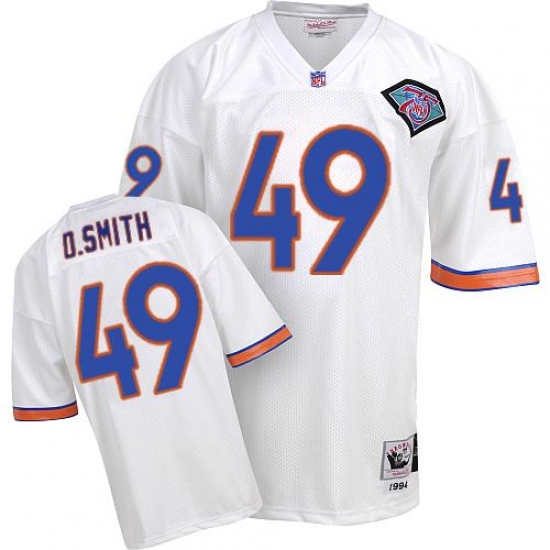Mitchell And Ness Denver Broncos #49 Dennis Smith White Authentic Throwback NFL Jersey - Ujersey