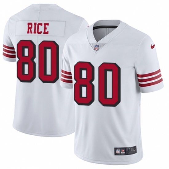 Men's Nike San Francisco 49ers #80 Jerry Rice Limited White Rush Vapor Untouchable NFL Jersey - Ujersey