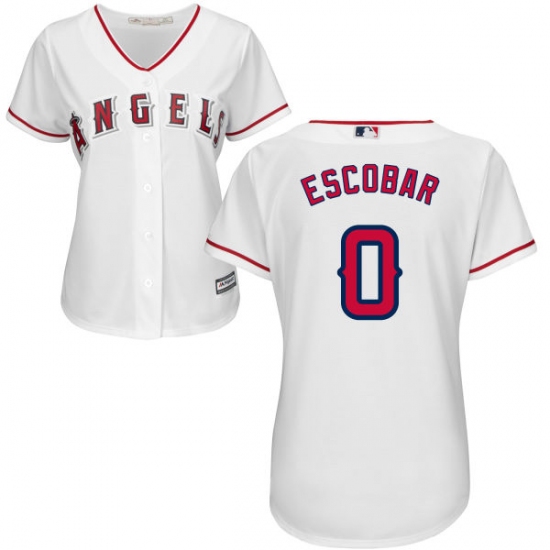 Women's Majestic Los Angeles Angels of Anaheim #0 Yunel Escobar Authentic White Home Cool Base MLB Jersey - Ujersey