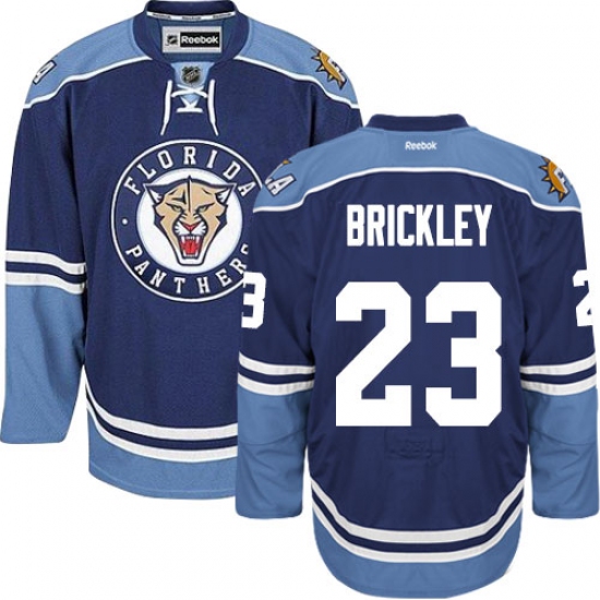 Men's Reebok Florida Panthers #23 Connor Brickley Authentic Navy Blue Third NHL Jersey - Ujersey