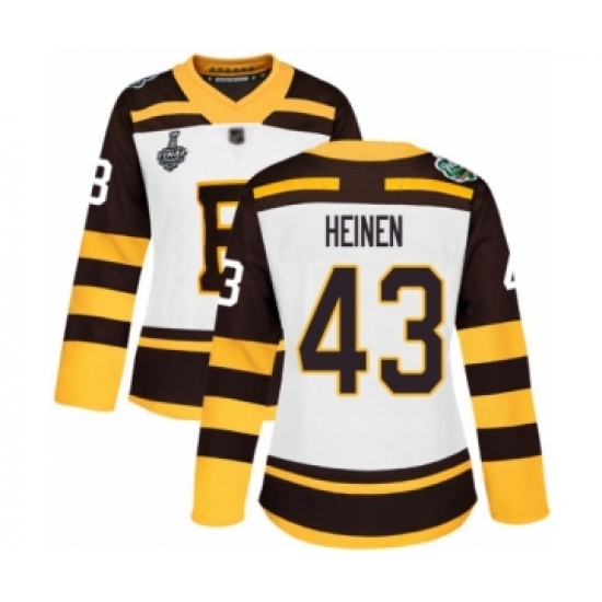 Women's Boston Bruins #43 Danton Heinen Authentic White Winter Classic 2019 Stanley Cup Final Bound Hockey Jersey - Ujersey