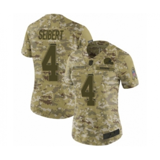 Women's Cleveland Browns #4 Austin Seibert Limited Camo 2018 Salute to Service Football Jersey - Ujersey