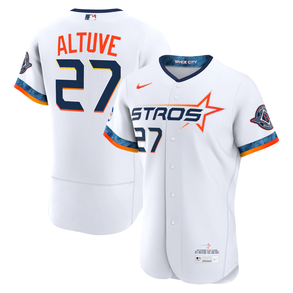Men's Houston Astros Jose Altuve Nike White City Connect Authentic Sponsor Patch Jersey - Ujersey