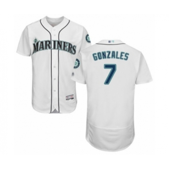 Men's Seattle Mariners #7 Marco Gonzales White Home Flex Base Authentic Collection Baseball Player Jersey