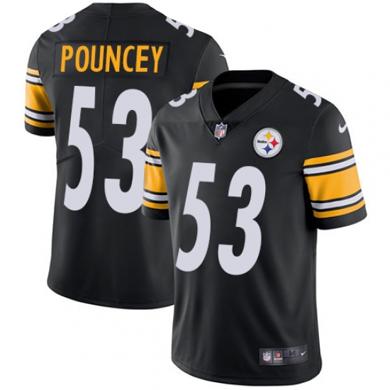 Youth Nike Pittsburgh Steelers #53 Maurkice Pouncey Black Team Color Vapor Untouchable Limited Player NFL Jersey - Ujersey