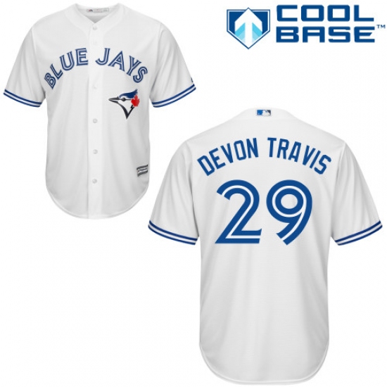 Men's Majestic Toronto Blue Jays #29 Devon Travis Replica White Home MLB Jersey - Ujersey