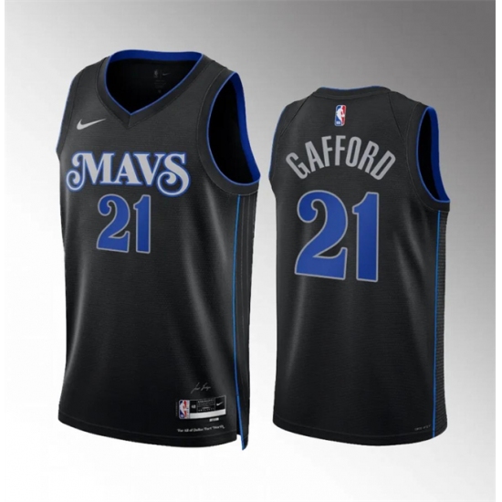 Men's Dallas Mavericks #21 Daniel Gafford Black 2023-24 City Edition Stitched Basketball Jersey - Ujersey